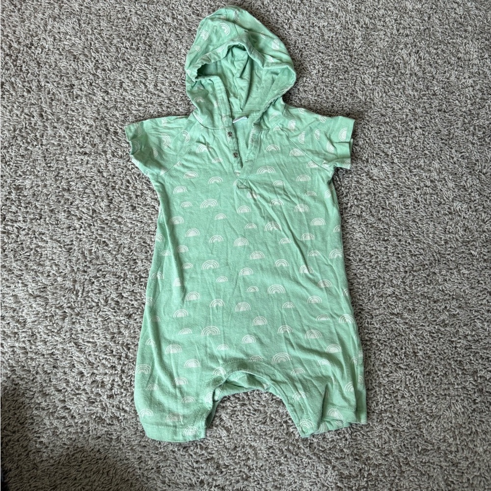 Adorable Nordstrom rainbow romper with hoodie